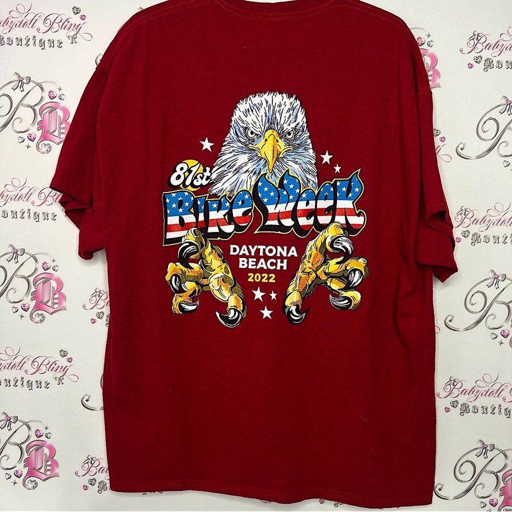 Bike week Daytona beach 2022 eagle red tshirt graphic decal rider motorcycle